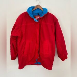 The North Face Vintage Vibrant Red Puffer with Blue Interior
